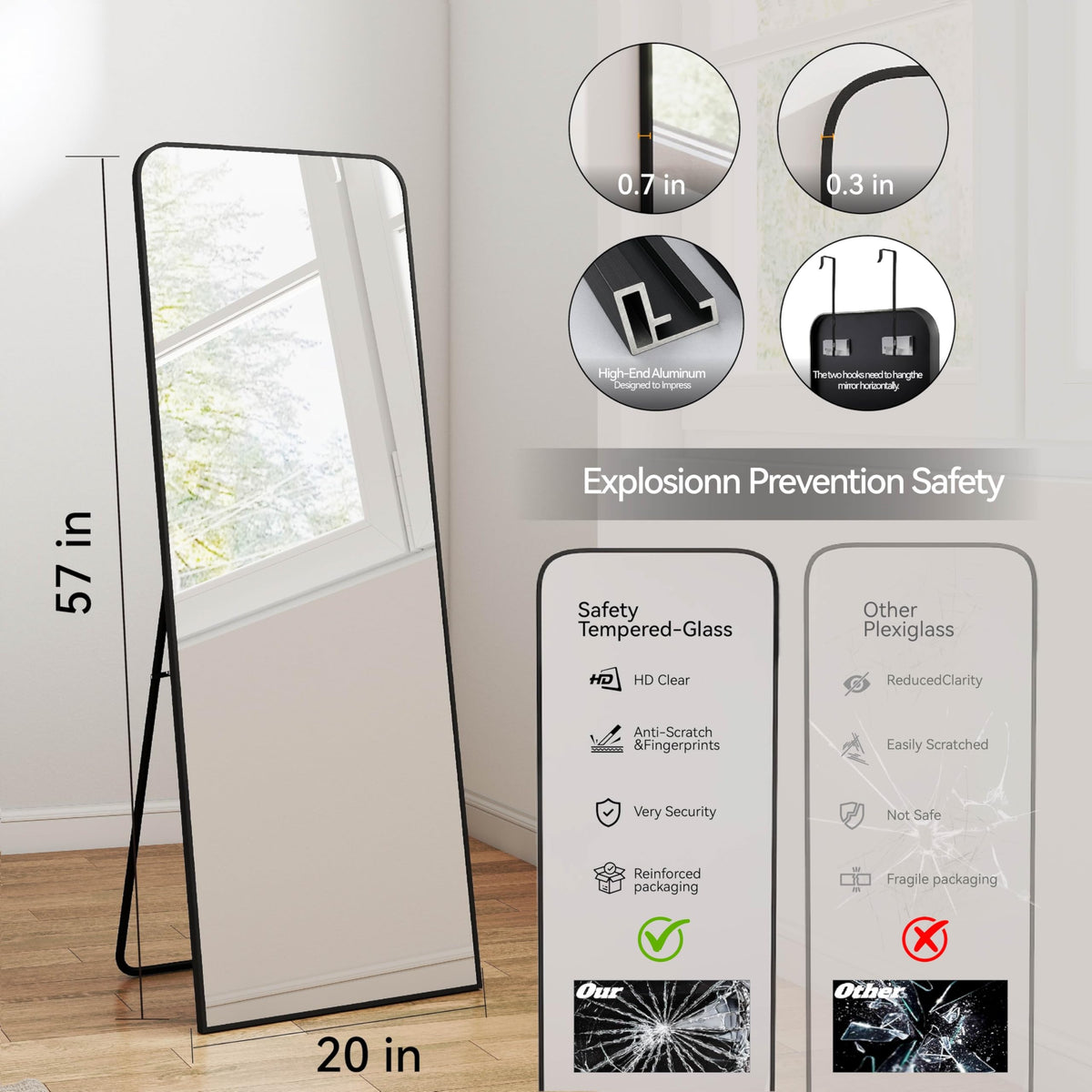 SCWF-GZ door-mirror with hooks allows versatile, quick installation