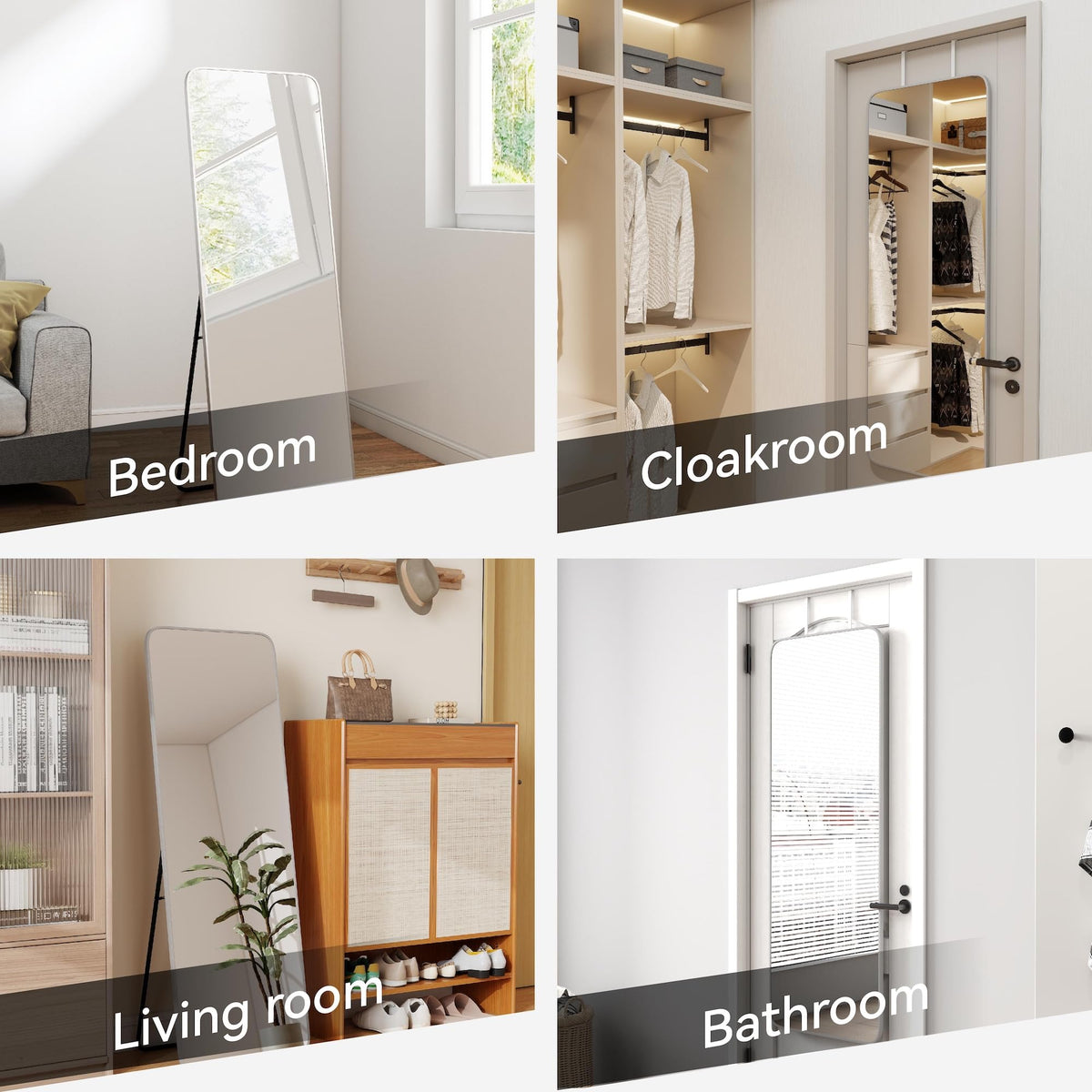 SCWF-GZ floor stand mirror provides full-body view with flexible positioning.