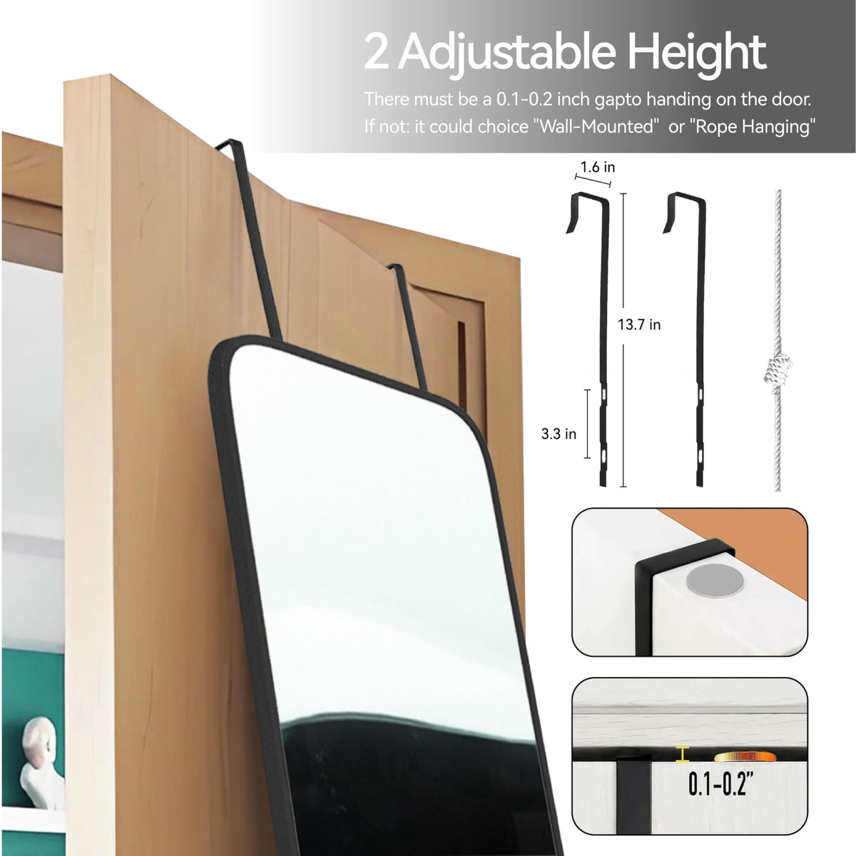 SCWF-GZ floor-standing mirror with back stand offers stable support