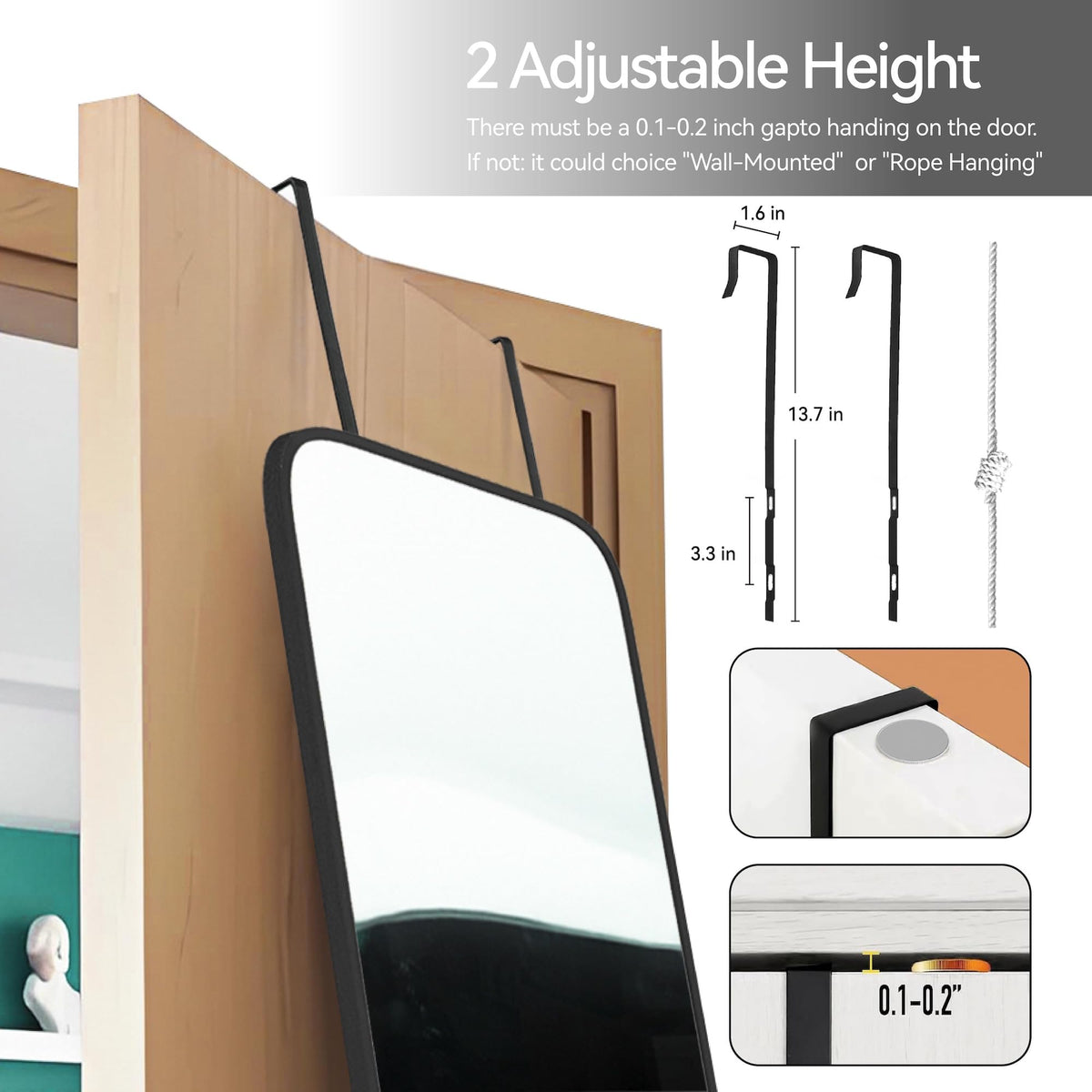 SCWF-GZ wall mounting hardware and door hooks included