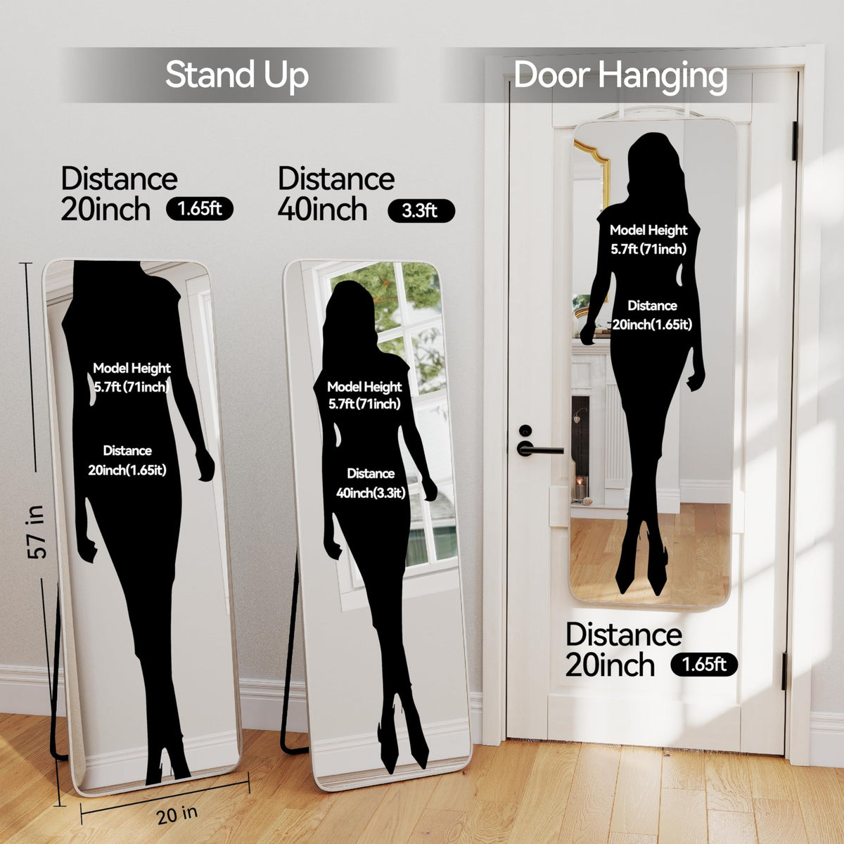 SCWF-GZ wall-mounted mirror saves space while brightening rooms.