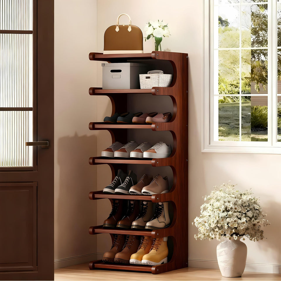 sdowens 7-tier vertical shoe rack with open shelves for organized entryway storage