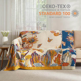 Couch styled with SE SOFTEXLY blanket for rustic living room appeal
