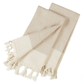 Sea Me At Home kitchen hand towels with boho stripe in beige for stylish drying