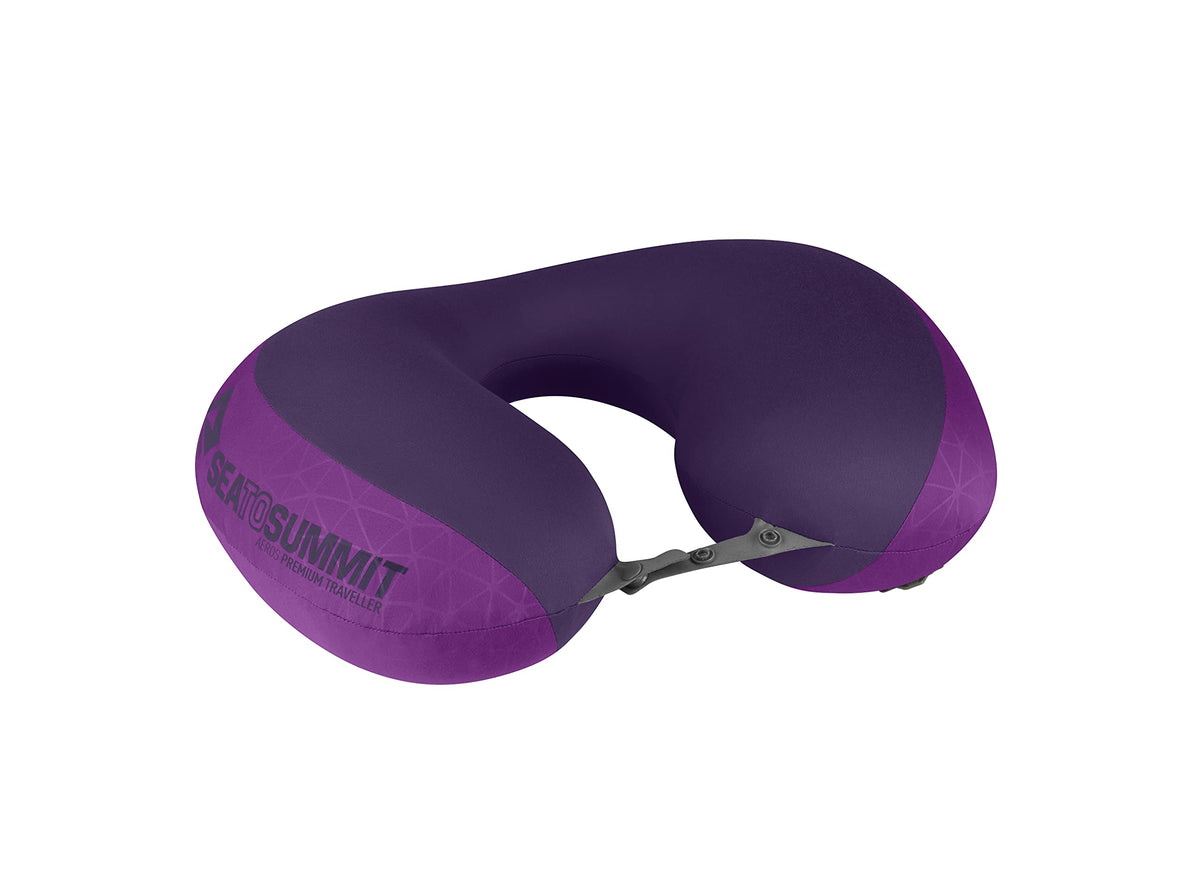 Sea to Summit Aeros premium traveller neck pillow magenta inflated for flight comfort