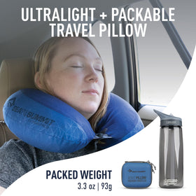 Sea to Summit Aeros neck pillow in zipper case, compact travel-ready