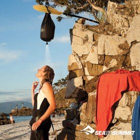 Sea to Summit pocket shower with carrying pouch ready for travel