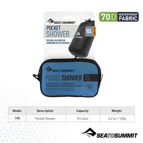 Sea to Summit pocket shower doubles as a dry bag for clothes while traveling