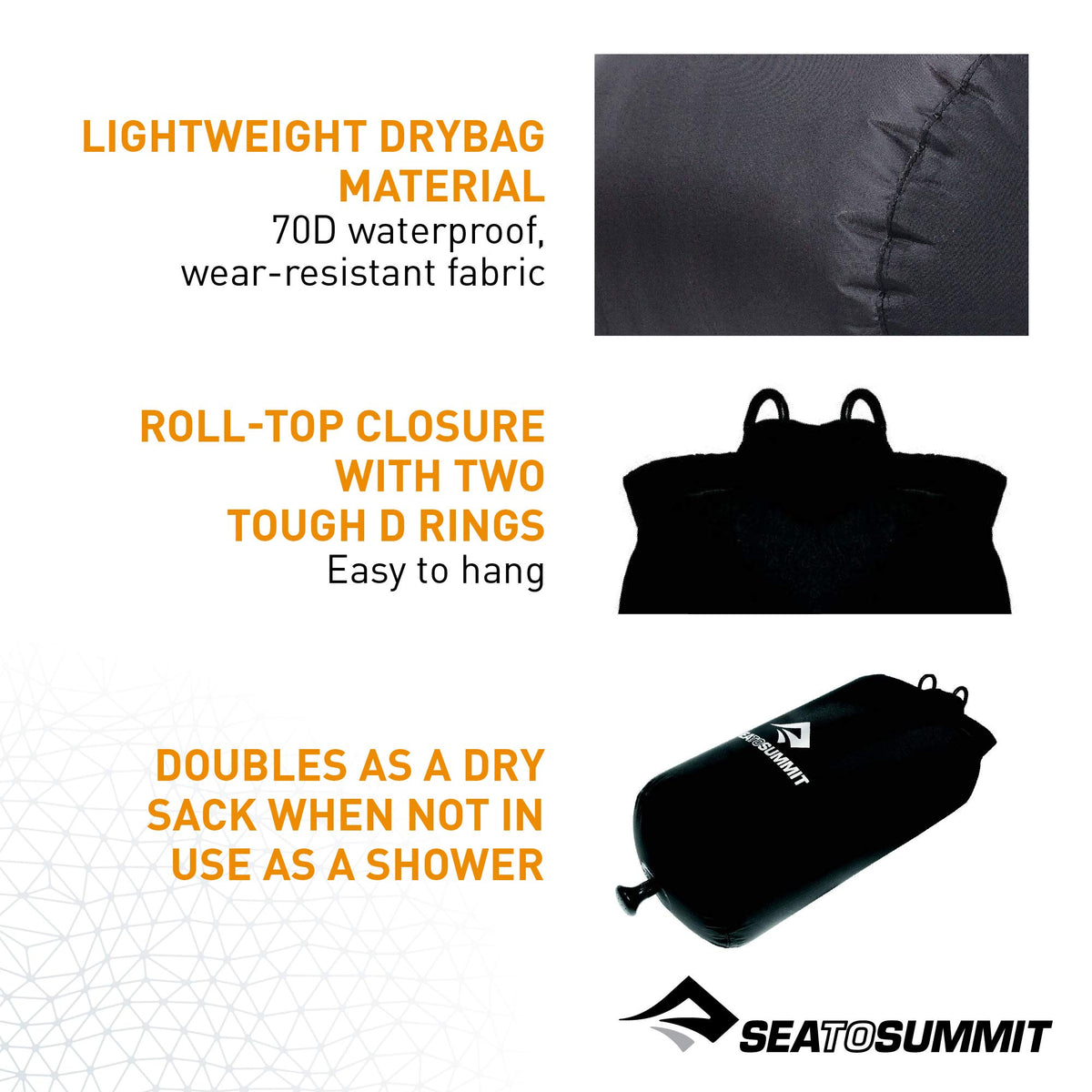 Sea to Summit pocket shower sun-warmed water due to black fabric exposure