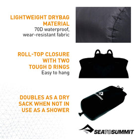 Sea to Summit pocket shower sun-warmed water due to black fabric exposure