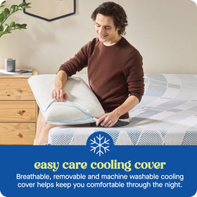 Cover features 58% cooling nylon and 42% polyester for comfort.