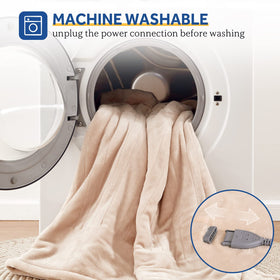 Sealy electric blanket being machine washed for easy care.
