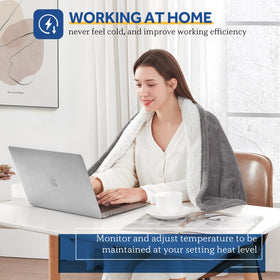 Sealy electric throw blanket light grey color matches any room.