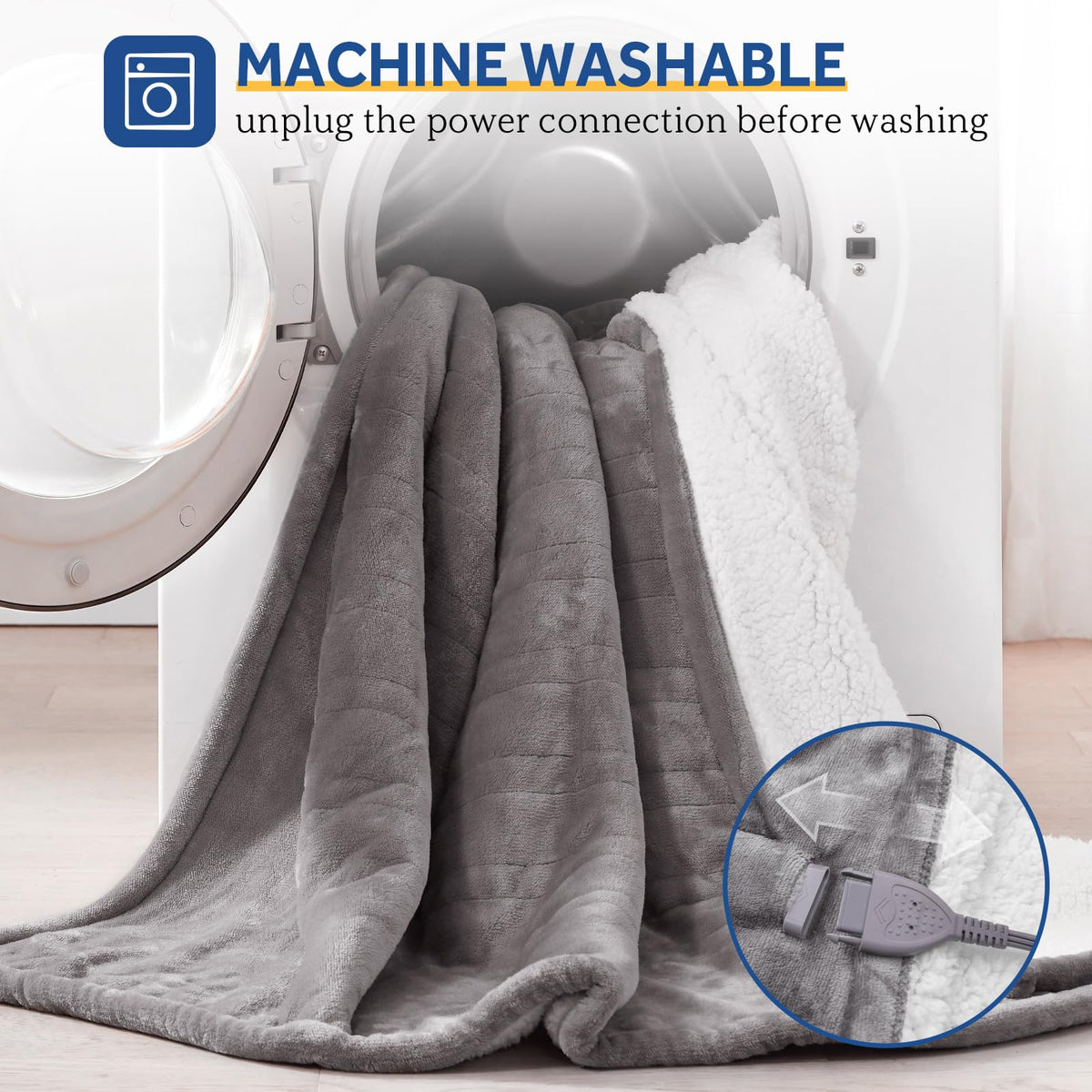 Sealy electric throw blanket machine washable for simple cleaning after use.