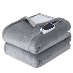 Sealy electric throw blanket on sofa delivers cozy warmth for evenings.