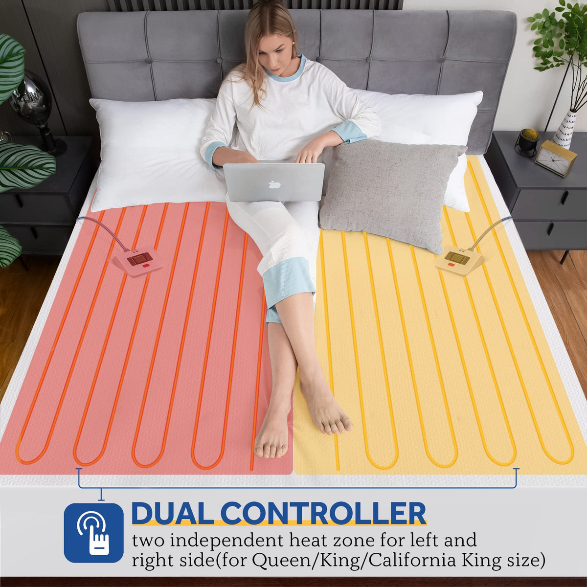 Sealy heated mattress pad dual controller enables personal warmth settings.