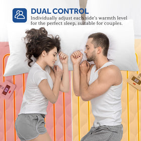Sealy heated mattress pad dual controller demonstrates independent temperature control for each side