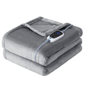Sealy heated throw blanket front view with plush flannel for cozy lounging