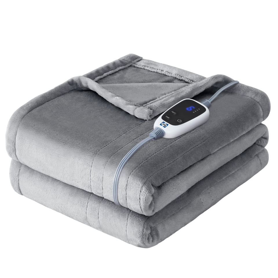 Sealy heated throw blanket front view with plush flannel for cozy lounging