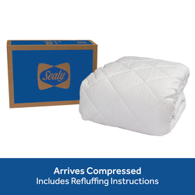 Sealy Luxury Mattress Pad warranty and packaging highlight durability.