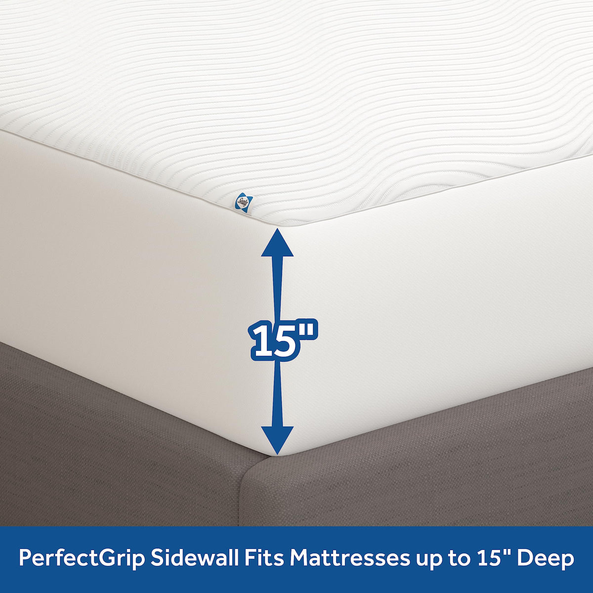 Sealy protective waterproof layer shields the mattress beneath a soft knit cover.