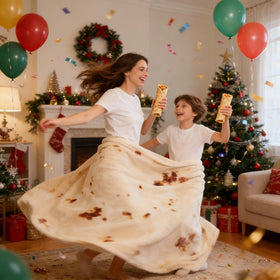 SeaRoomy burritos blanket 71-inch adult size draped over sofa for warm, relaxed moments.
