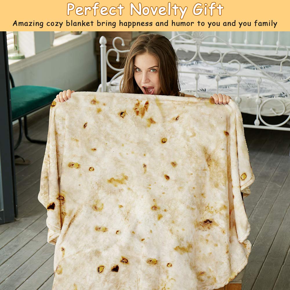 SeaRoomy burritos print flannel blanket with 280gsm texture for warmth