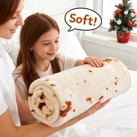 SeaRoomy novelty blanket with giant tortilla print adds playful decor.