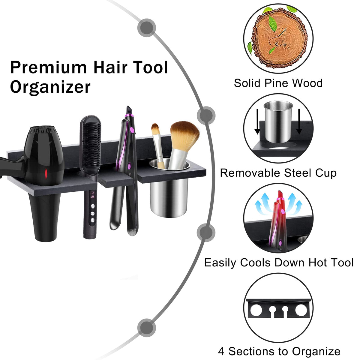 Seashpea four-in-one hair tool organizer for hot tools storage