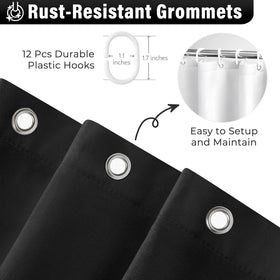 Seasonwood 72x72 curtain with 12 eyelets for easy hanging.