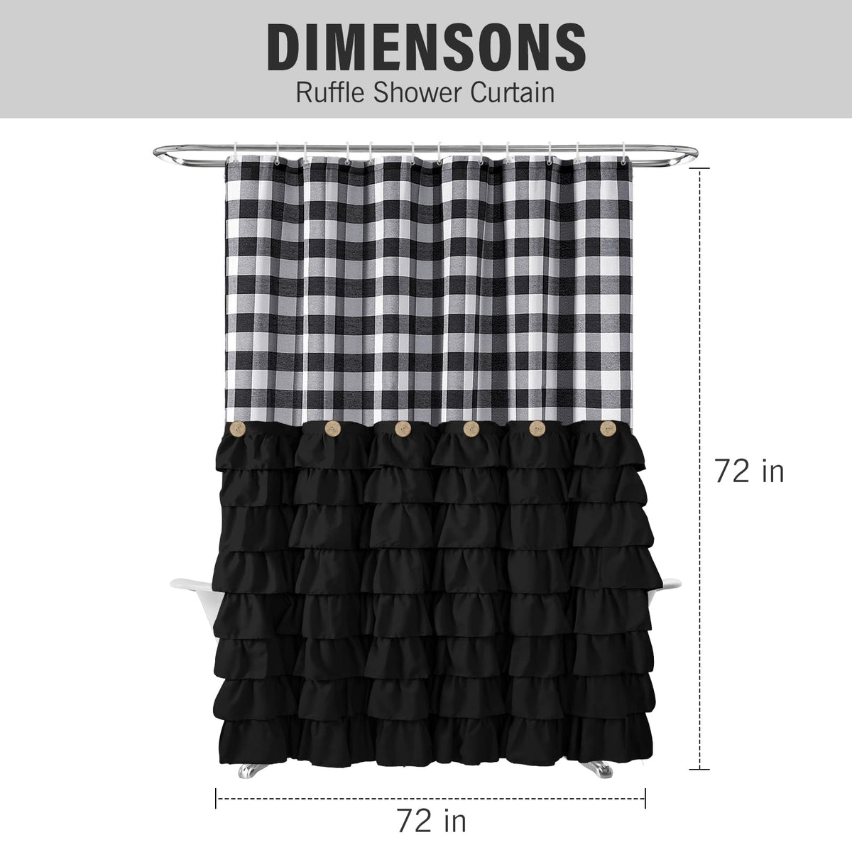 Seasonwood black and white design creates a private bath backdrop.
