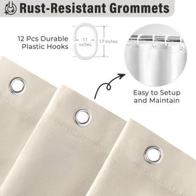 Seasonwood beige curtain is machine washable for easy care.