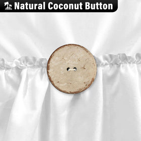 Close-up of natural wood buttons enhances rustic bathroom decor.