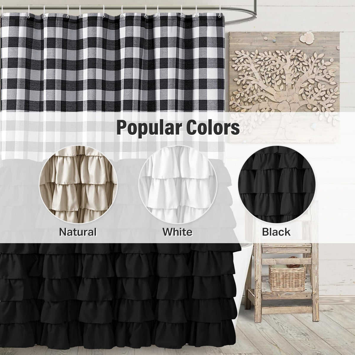 Seasonwood curtain with reinforced buttonholes for secure hanging.