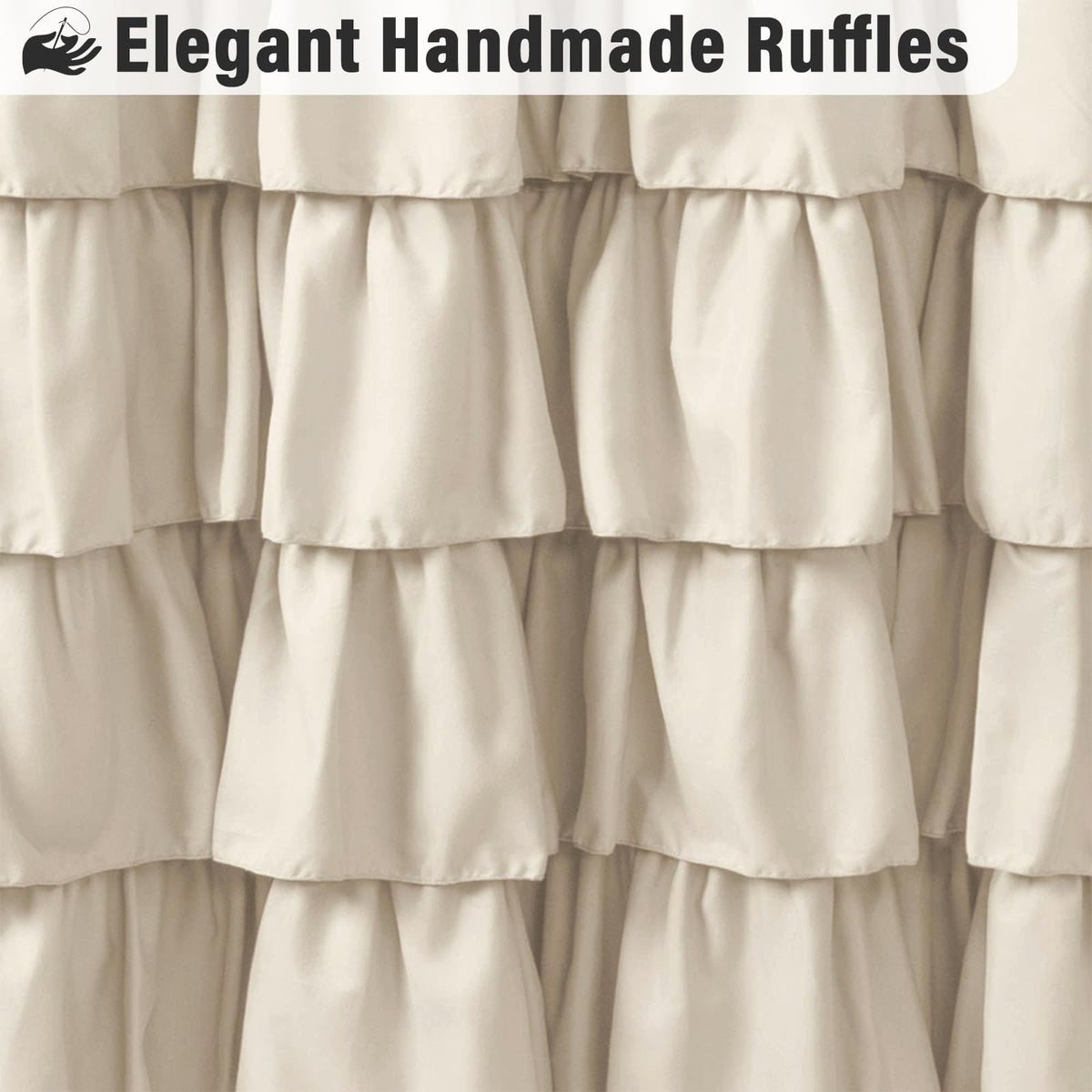 Seasonwood curtain features natural wood buttons for a cozy cottage look.
