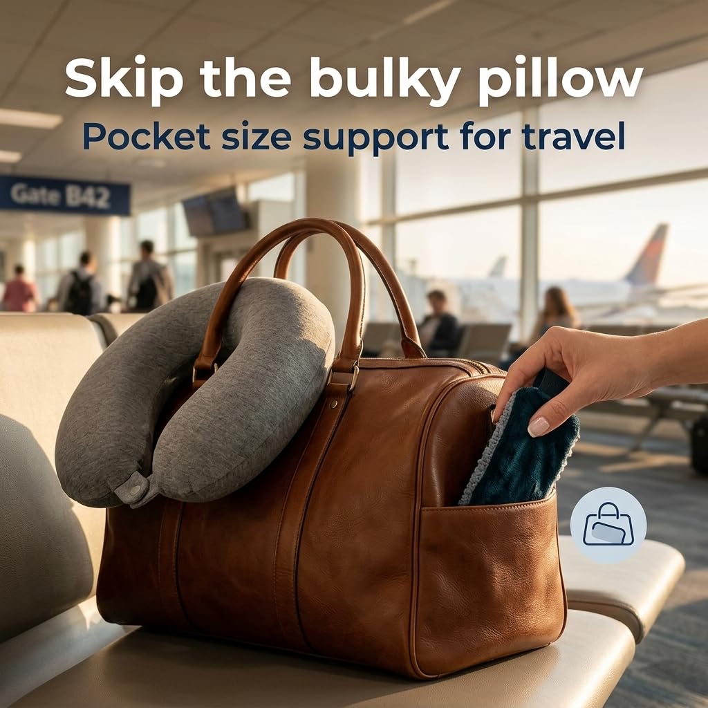 SeatSleeper in-use on travel demonstrates upright comfort.