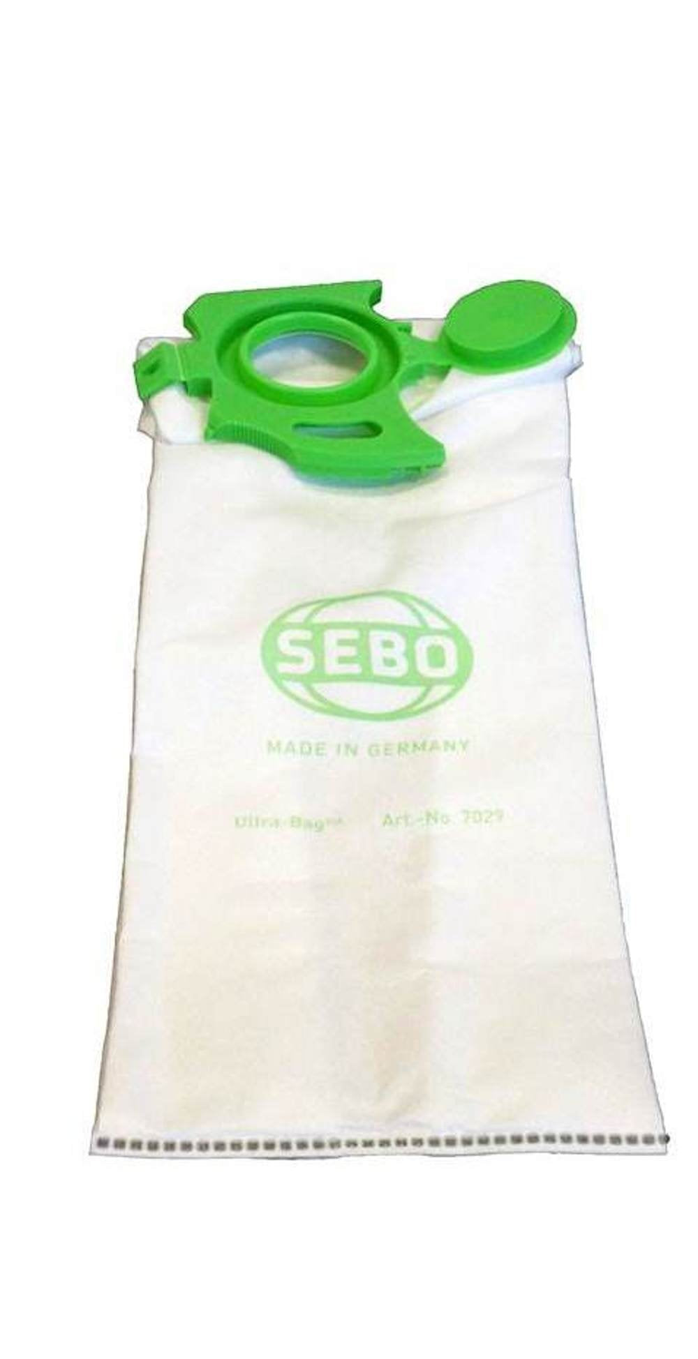 SEBO Felix filterbox assembly demonstrating top-fill bag system for strong suction
