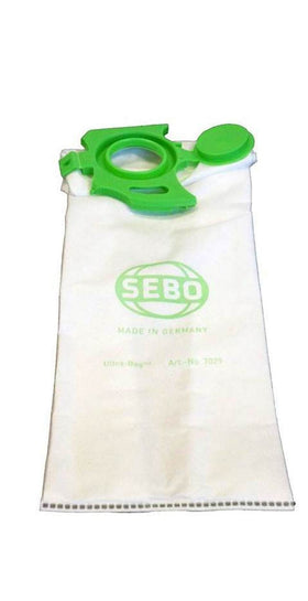 SEBO Felix filterbox assembly demonstrating top-fill bag system for strong suction