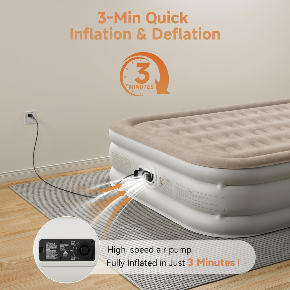 Sebor air mattress full non-slip bottom for stable placement