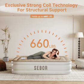 Sebor air mattress full patented structure design ensures stable support