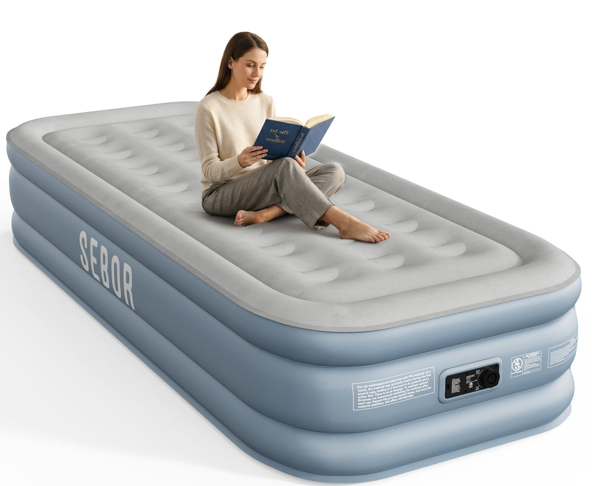 Sebor air mattress twin built-in pump inflates quickly for guests