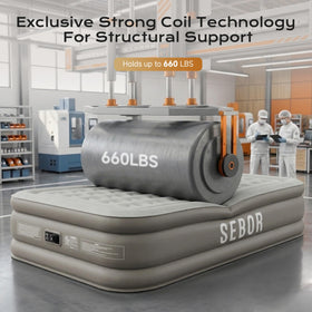 Sebor air mattress durable PVC construction for long-lasting use.