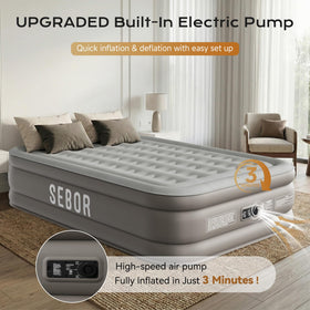 Sebor air mattress non-slip bottom provides stable sleep surface.