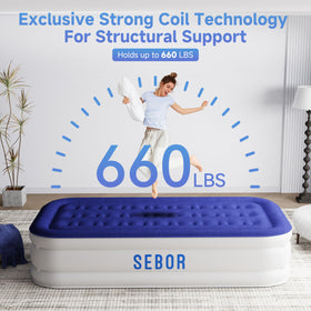 Sebor air mattress twin patented structure design provides strong support