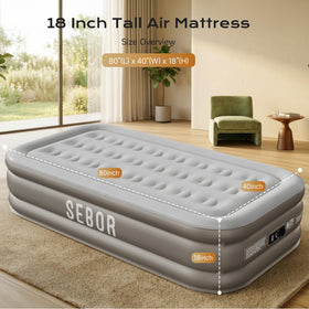 Sebor air mattress twin plush top surface for comfortable sleep.