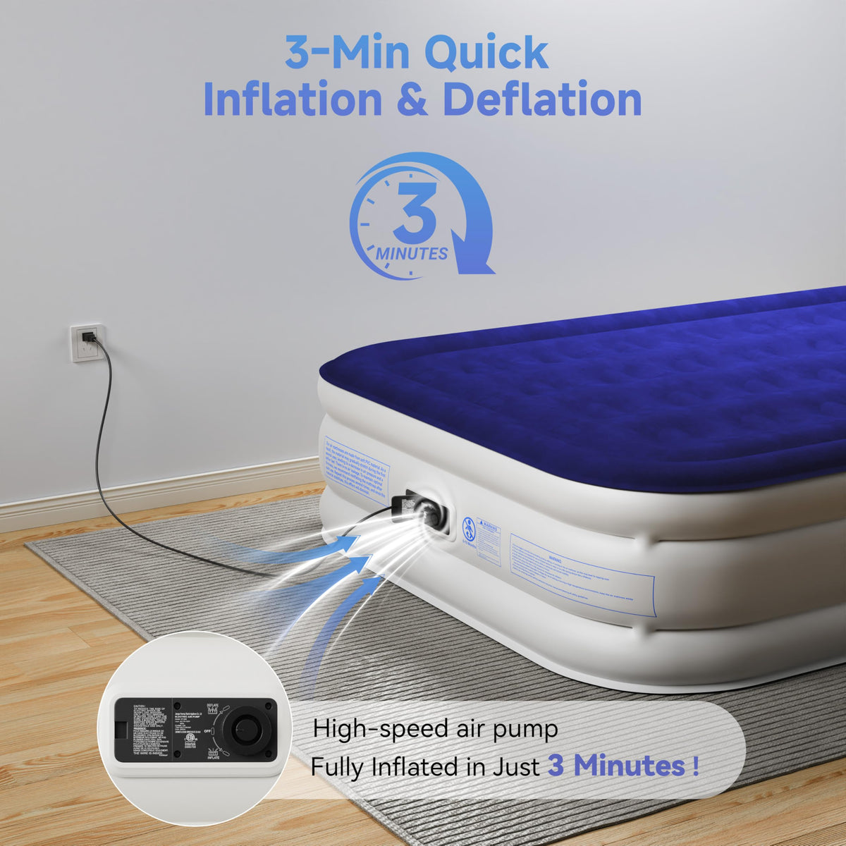 Sebor air mattress twin stable non-slip bottom prevents movement