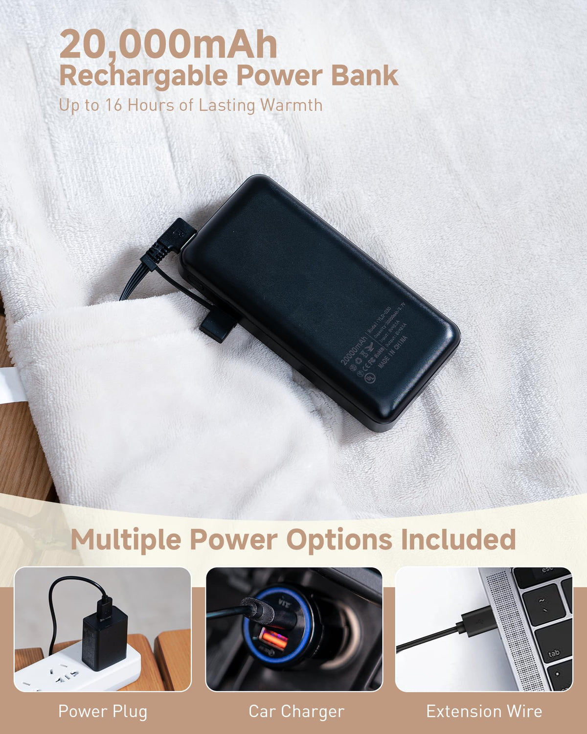 Secluded Valley 20000mAh power bank keeps warmth going all day