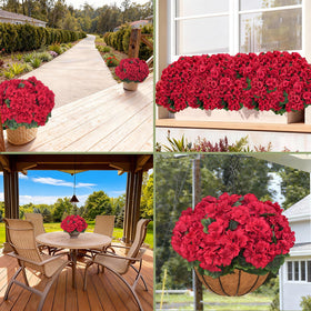 Secqous geraniums silk flowers for porches and gardens, red