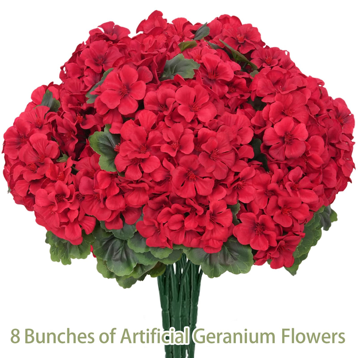 Secqous realistic geranium bundles, bright red for display