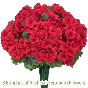 Secqous realistic geranium bundles, bright red for display